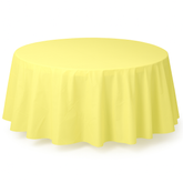 Light Yellow Round Plastic Table Cover - 84"